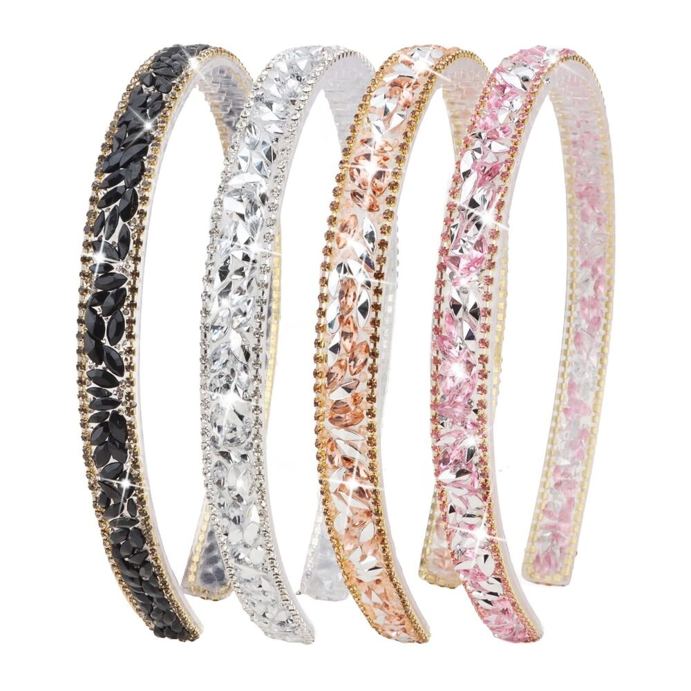 9972 Rhinestone Headband Girls Crystal Sparkly Headbands Sparkle Pink Gold